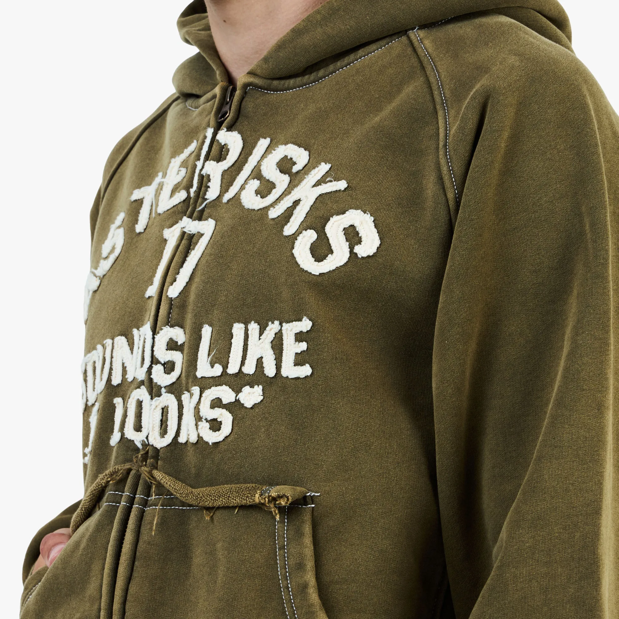Adidem Asterisks Frayed Collegiate Hoodie / Dark Green sold by Livestock product image thumbnail 4