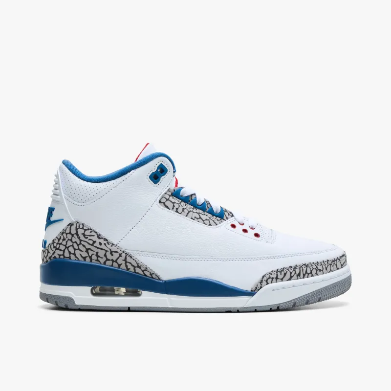 Jordan 3 Retro White / True Blue - Fire Red made by Jordan