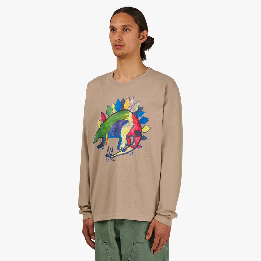 Good Morning Tapes LSD World Peace Dinosaur Long Sleeve T-Shirt / Sand sold by Livestock product image thumbnail 2