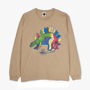 Good Morning Tapes LSD World Peace Dinosaur Long Sleeve T-Shirt / Sand sold by Livestock