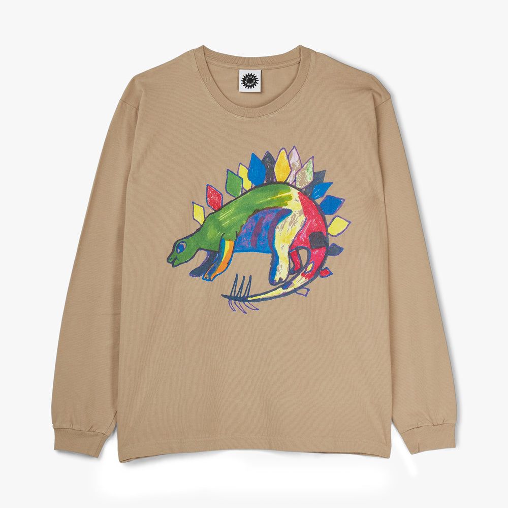 Good Morning Tapes LSD World Peace Dinosaur Long Sleeve T-Shirt / Sand sold by Livestock product image thumbnail 4