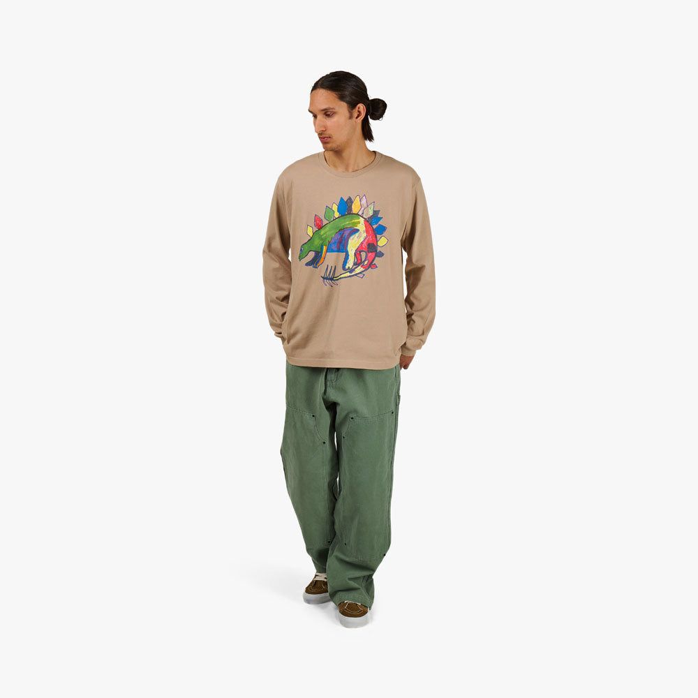 Good Morning Tapes LSD World Peace Dinosaur Long Sleeve T-Shirt / Sand sold by Livestock product image thumbnail 8