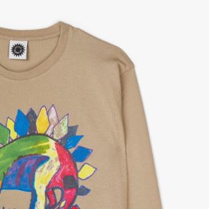 Good Morning Tapes LSD World Peace Dinosaur Long Sleeve T-Shirt / Sand sold by Livestock