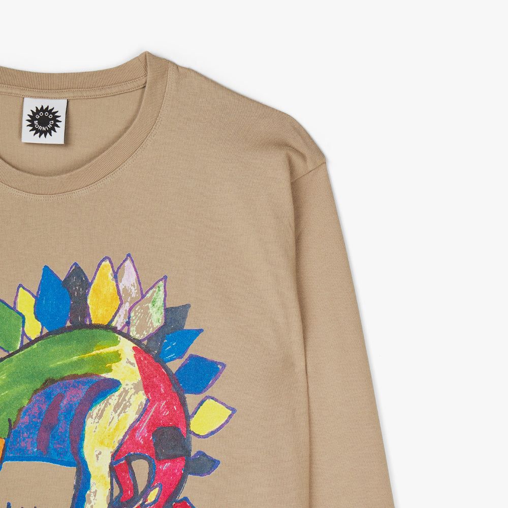 Good Morning Tapes LSD World Peace Dinosaur Long Sleeve T-Shirt / Sand sold by Livestock product image thumbnail 5