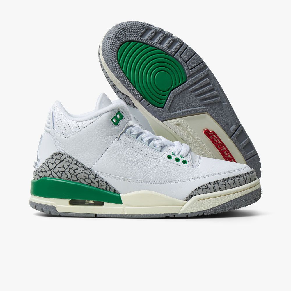 Jordan Women's 3 Retro White / Varsity Red - Lucky Green sold by Livestock product image thumbnail 2