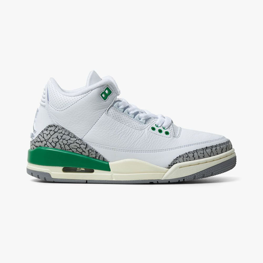 Jordan Women's 3 Retro White / Varsity Red - Lucky Green sold by Livestock