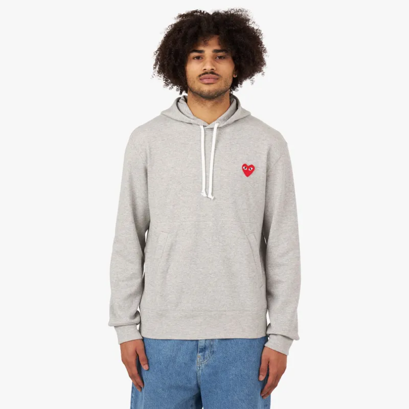 COMME des GARÇONS PLAY Red Heart Pullover Hoodie / Grey made by Comme des Garcons PLAY