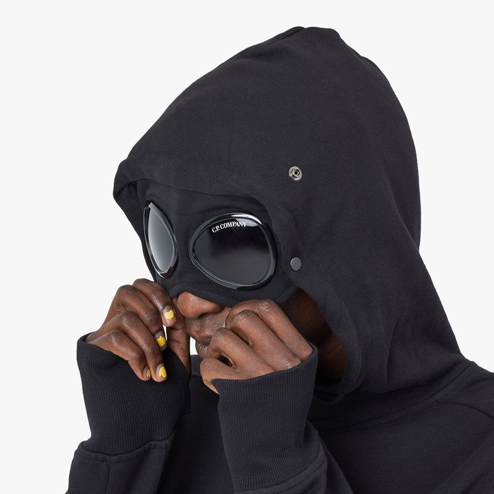 C.P. Company Diagonal Raised Fleece Goggle Pullover Hoodie / Black sold by Livestock product image thumbnail 5