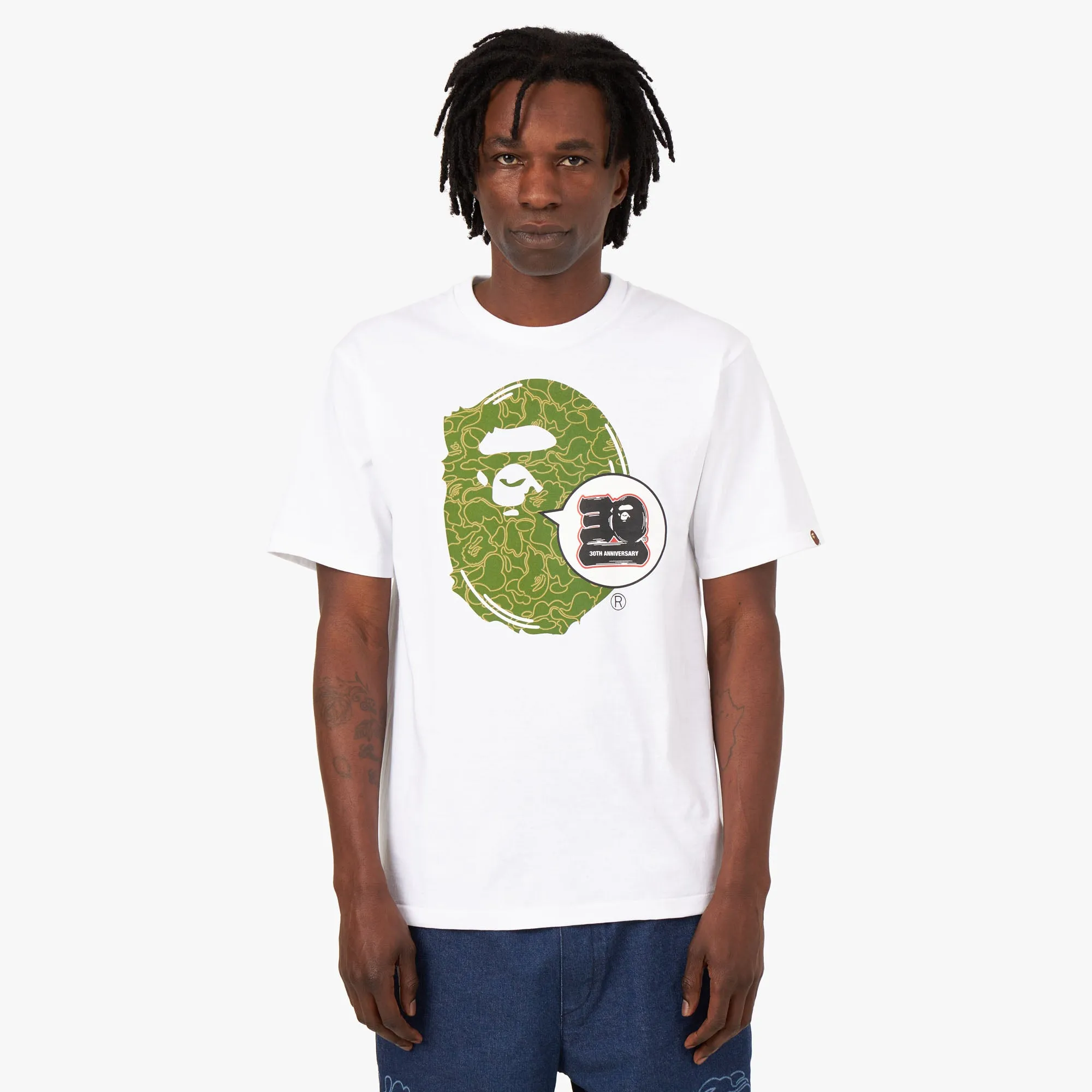 BAPE 30th Anniversary Ape Head T-shirt White / Green sold by Livestock