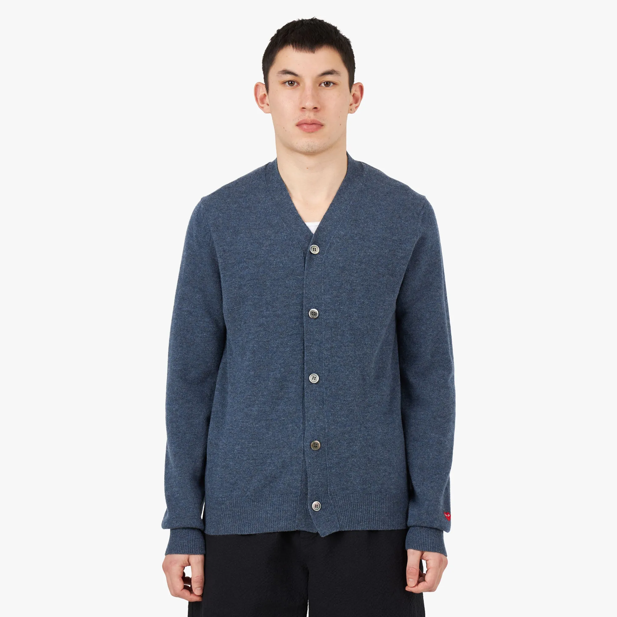 COMME des GAR�ONS PLAY Small Red Heart Cardigan / Navy sold by Livestock