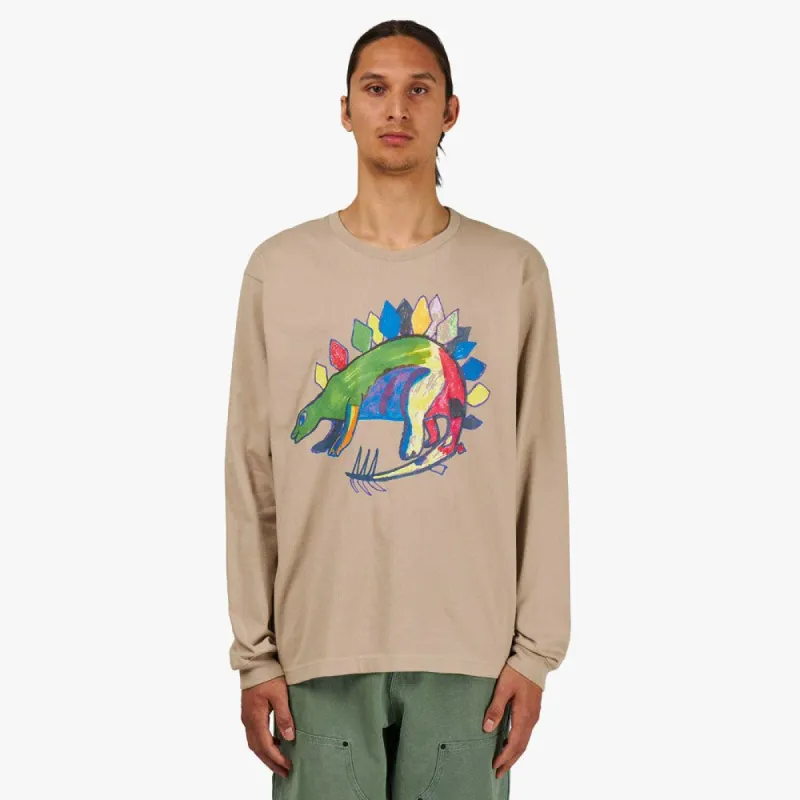 Good Morning Tapes LSD World Peace Dinosaur Long Sleeve T-Shirt / Sand sold by Livestock