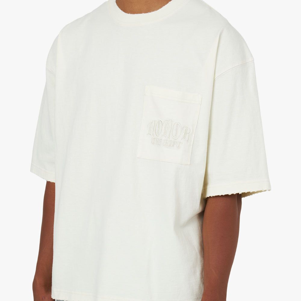 Honor The Gift Embroidered Pocket T-shirt / Bone sold by Livestock product image thumbnail 4