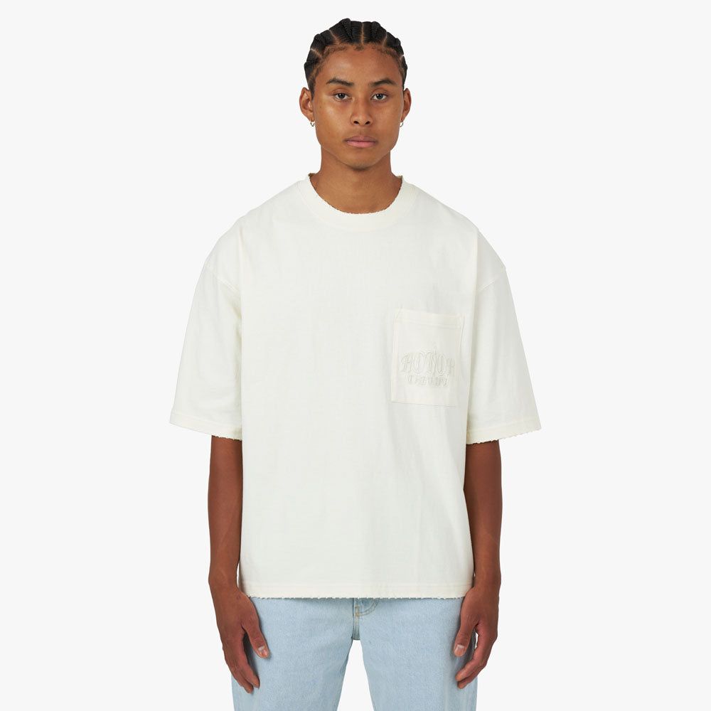 Honor The Gift Embroidered Pocket T-shirt / Bone sold by Livestock