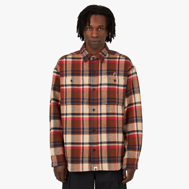 BAPE Check Ape Head One Point Flannel Shirt / Red sold by Livestock