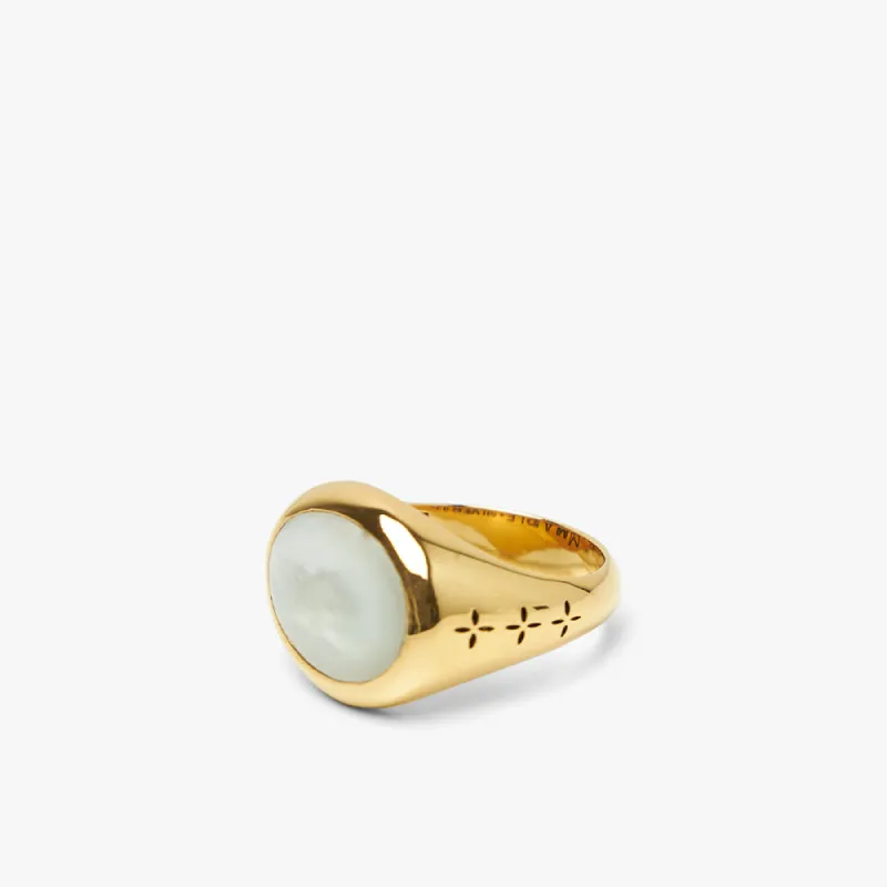 MAPLE Tubby Ring 14K Gold Plated / Mother Of Pearl sold by Livestock