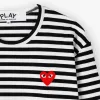 COMME des GARÇONS PLAY Red Heart Striped Long Sleeve T-shirt Black / White sold by Livestock
