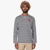 COMME des GARÇONS PLAY Red Heart Striped Long Sleeve T-shirt Black / White sold by Livestock