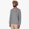 COMME des GARÇONS PLAY Red Heart Striped Long Sleeve T-shirt Black / White sold by Livestock