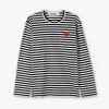 COMME des GARÇONS PLAY Red Heart Striped Long Sleeve T-shirt Black / White sold by Livestock