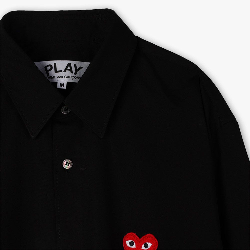 COMME des GARÇONS PLAY Red Heart Button Up Woven Shirt / Black sold by Livestock product image thumbnail 5
