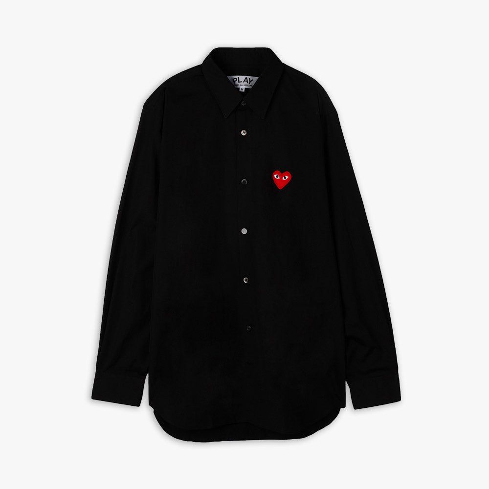 COMME des GARÇONS PLAY Red Heart Button Up Woven Shirt / Black sold by Livestock product image thumbnail 4