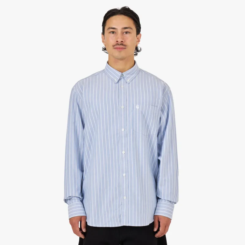 Carhartt WIP Dowlen Long Sleeve Shirt Oxford Bleach / White sold by Livestock