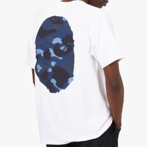 A Bathing Ape Camo Big Ape Head T-shirt White / Navy sold by Livestock