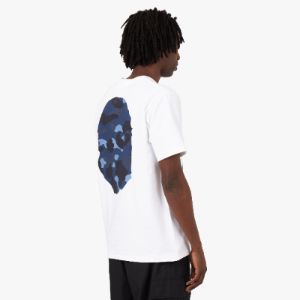A Bathing Ape Camo Big Ape Head T-shirt White / Navy sold by Livestock