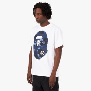 A Bathing Ape Camo Big Ape Head T-shirt White / Navy sold by Livestock