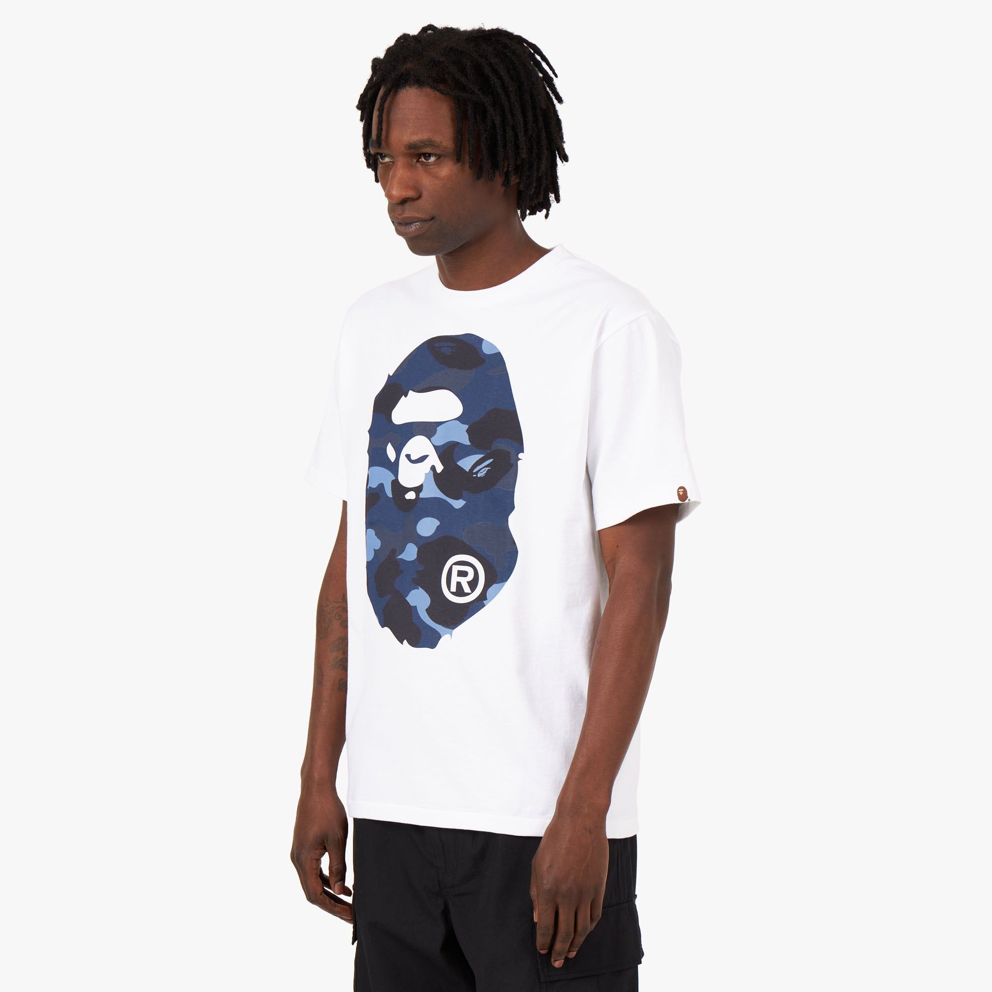 A Bathing Ape Camo Big Ape Head T-shirt White / Navy sold by Livestock product image thumbnail 3