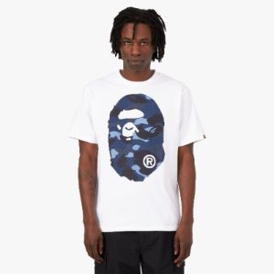 A Bathing Ape Camo Big Ape Head T-shirt White / Navy sold by Livestock