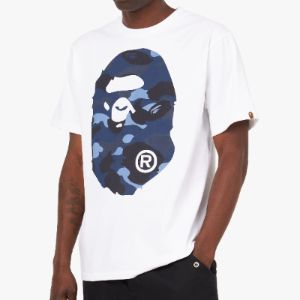 A Bathing Ape Camo Big Ape Head T-shirt White / Navy sold by Livestock
