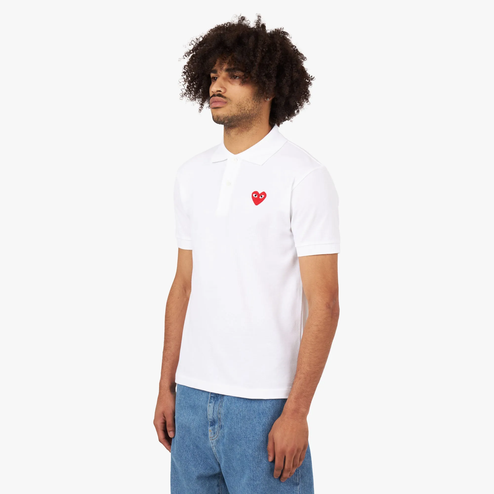 COMME des GARÇONS PLAY Red Heart Polo Shirt / White sold by Livestock product image thumbnail 3