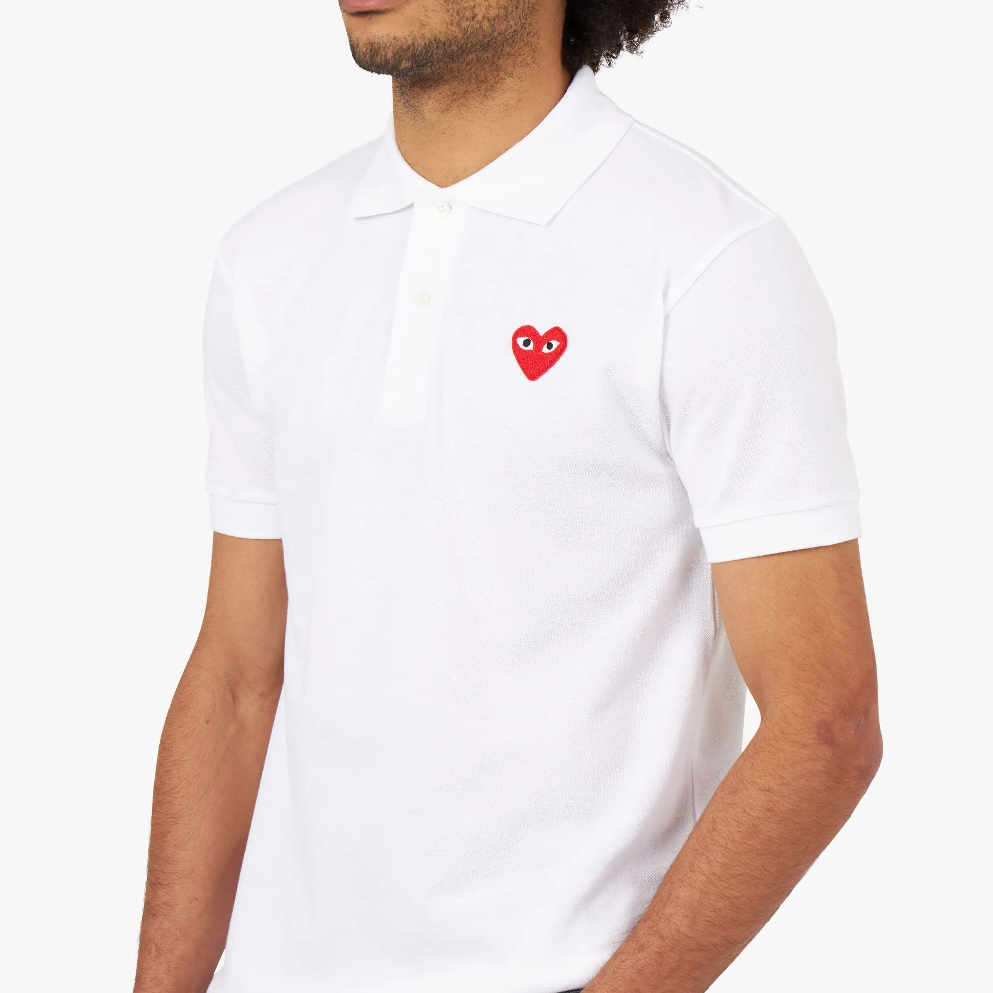 COMME des GARÇONS PLAY Red Heart Polo Shirt / White sold by Livestock product image thumbnail 4
