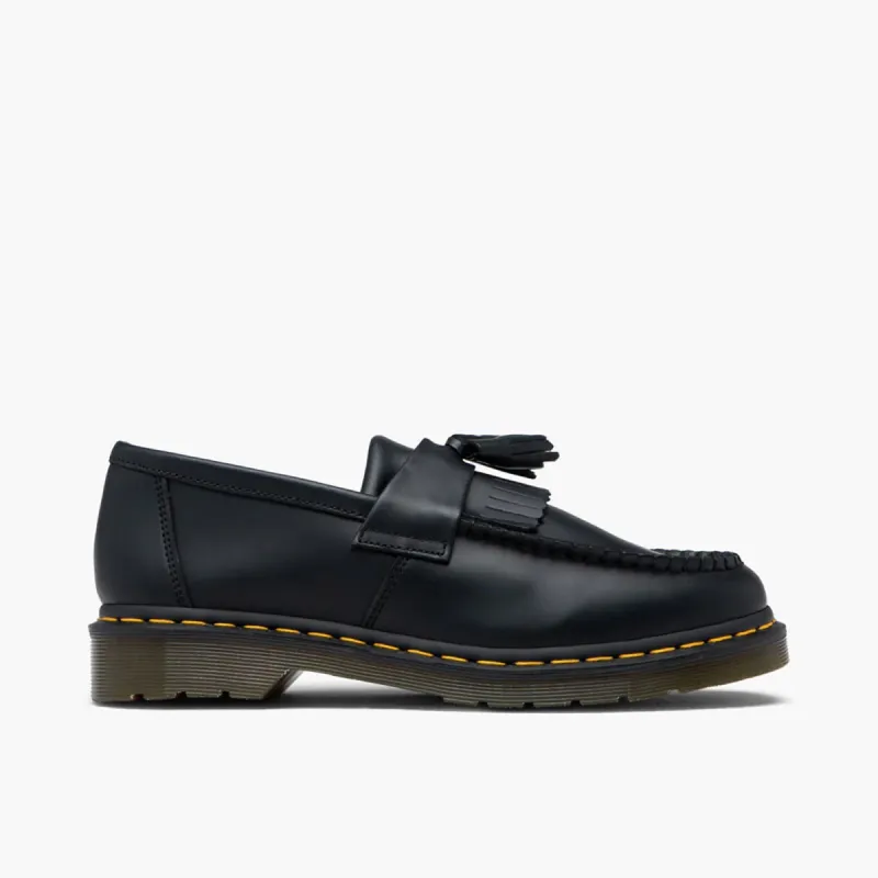 Dr. Martens Adrian Yellow Stitch Tassel Loafer / Black Smooth Leather sold by Livestock