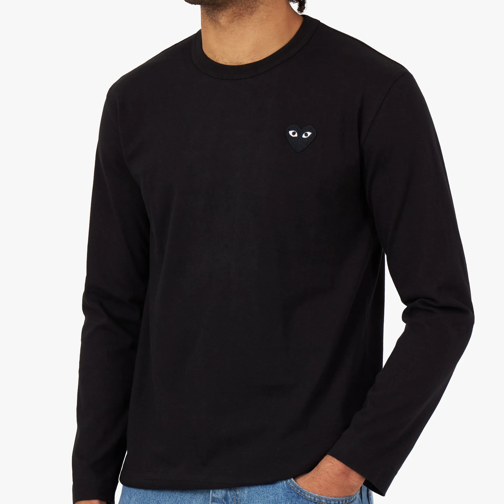 COMME des GARÇONS PLAY Black Heart Long Sleeve T-shirt / Black sold by Livestock product image thumbnail 4