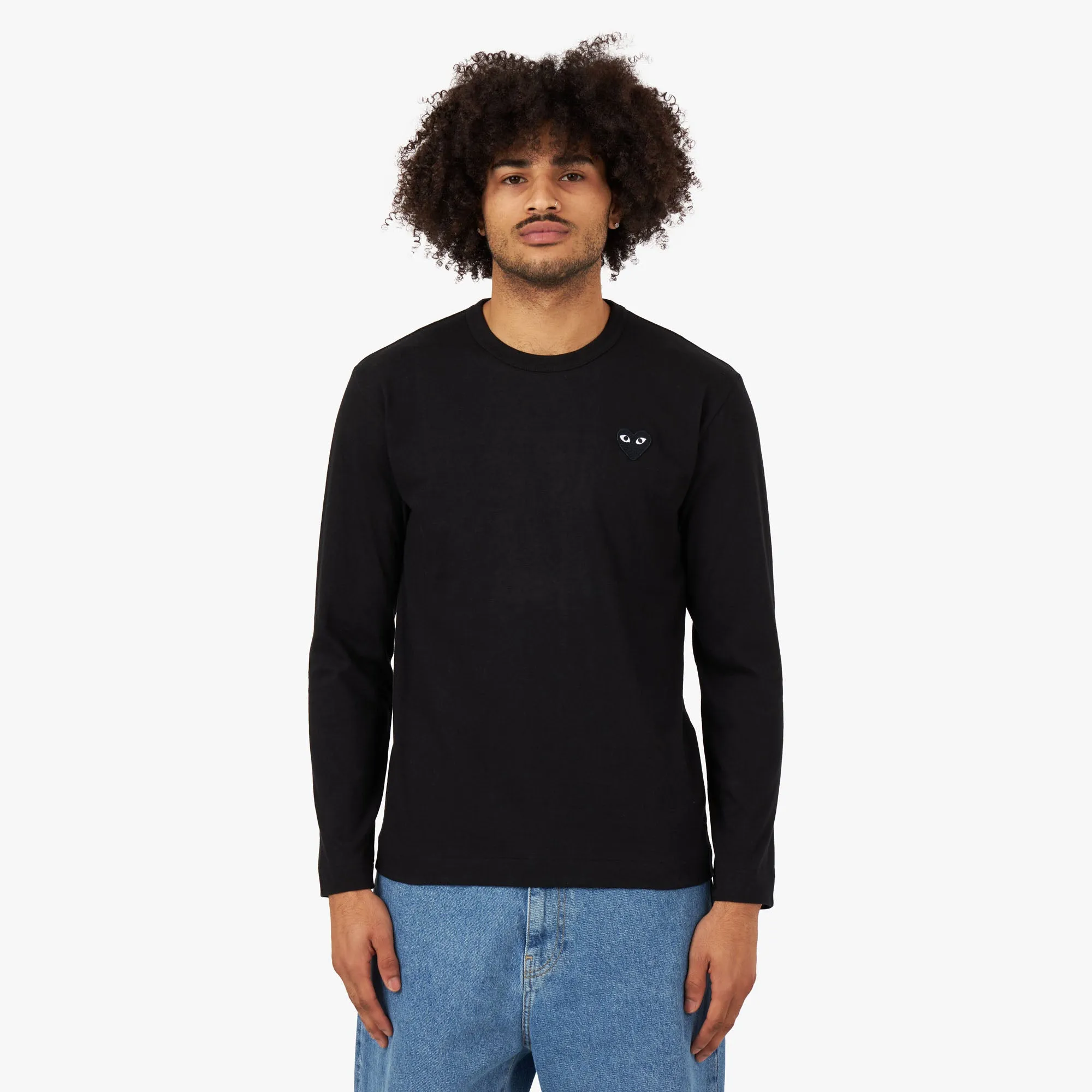 COMME des GARÇONS PLAY Black Heart Long Sleeve T-shirt / Black sold by Livestock