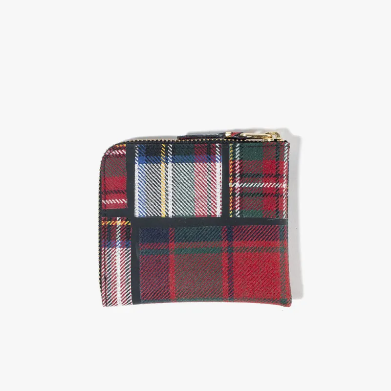 COMME des GARÇONS WALLET Tartan Patchwork Half Zip Wallet / Red sold by Livestock