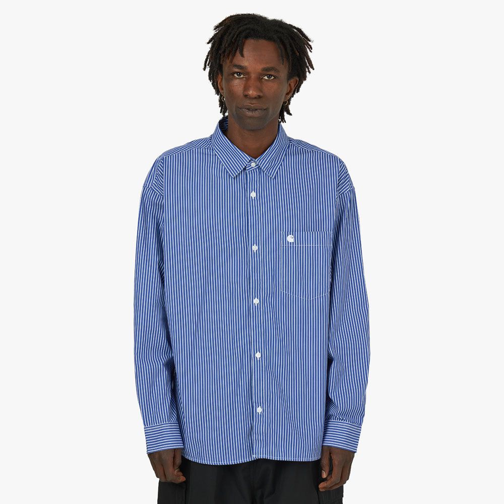 Carhartt WIP L/S Drake Shirt Drake Stripe / Lazurite - White sold by Livestock