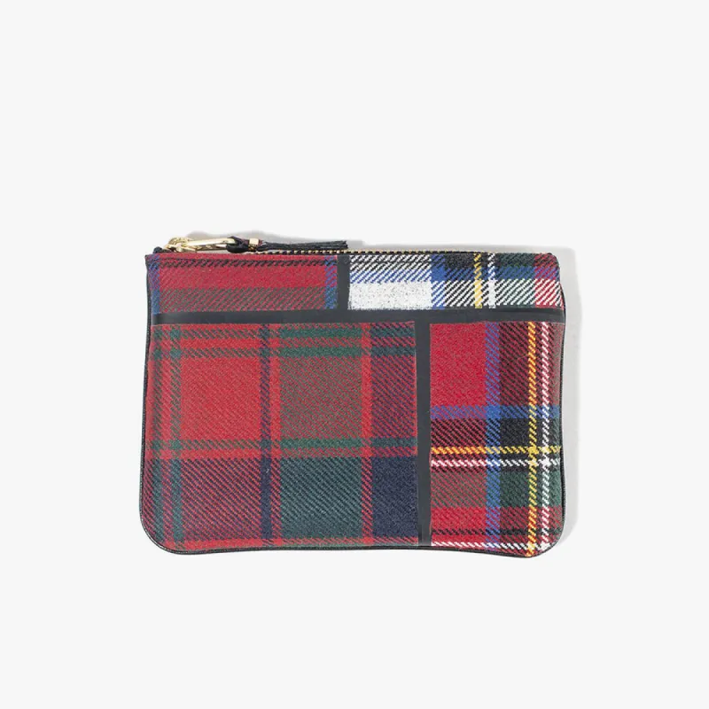 COMME des GARÇONS WALLET Tartan Patchwork Zip Wallet / Red sold by Livestock