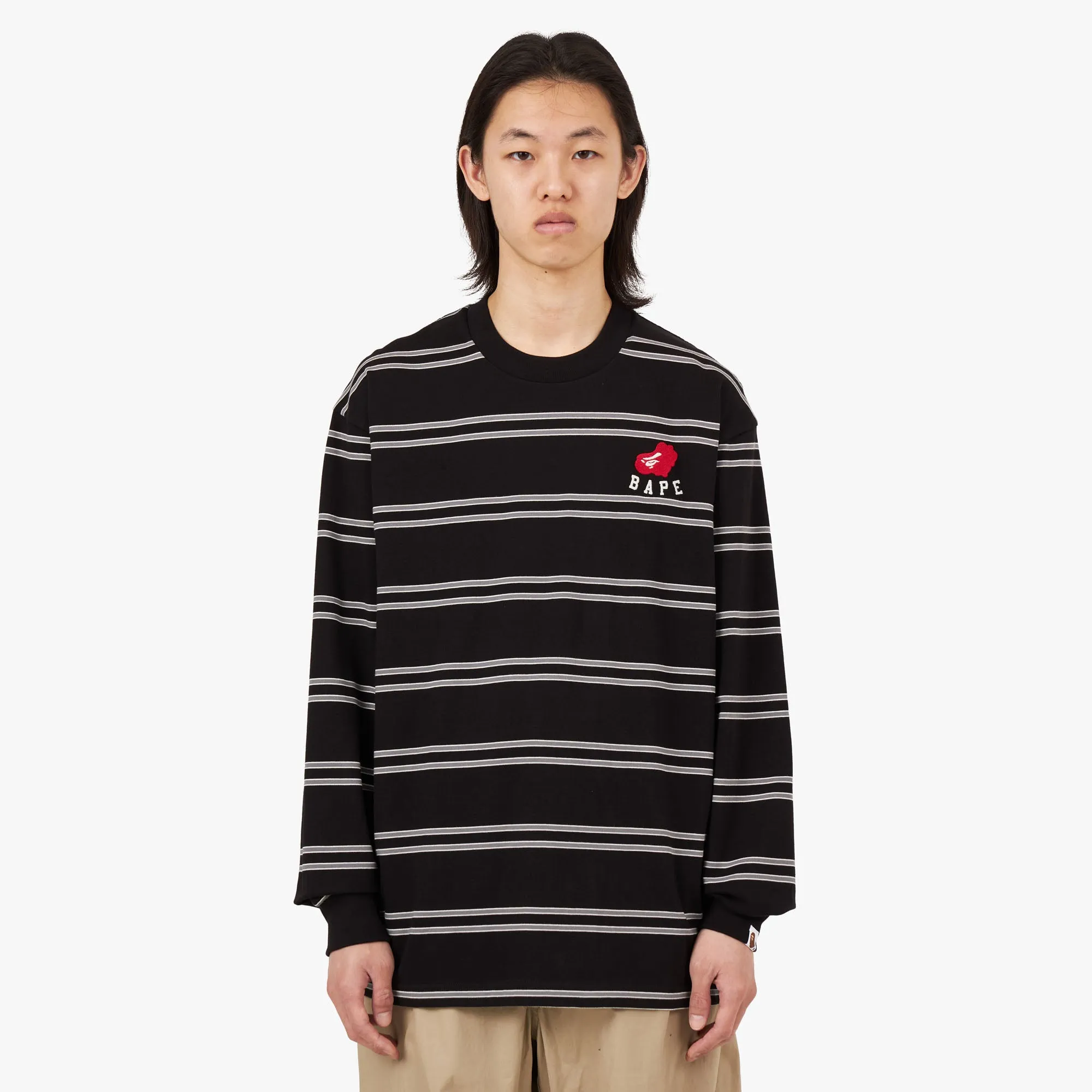 BAPE Heart Hoop Long Sleeve Shirt / Black sold by Livestock