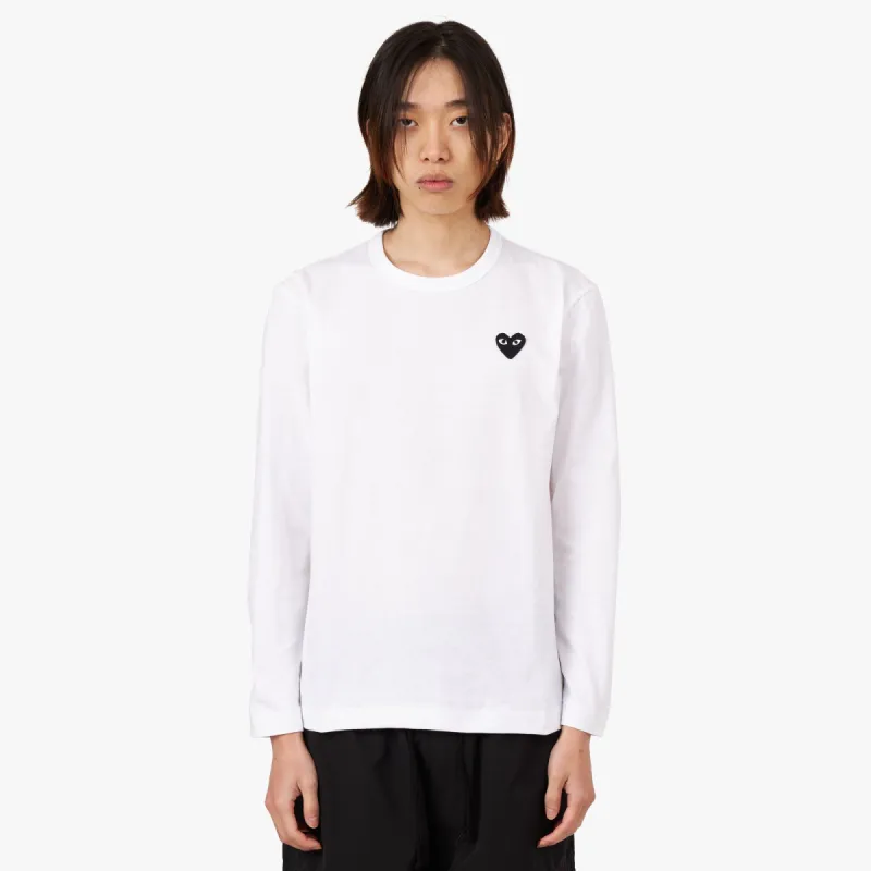 COMME des GARÇONS PLAY Black Heart Long Sleeve T-shirt / White sold by Livestock