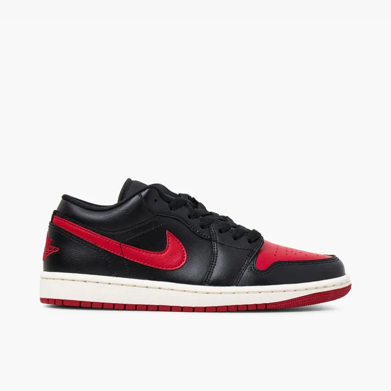 Jordan Women's 1 Low Black / Gym Red - Sail sold by Livestock