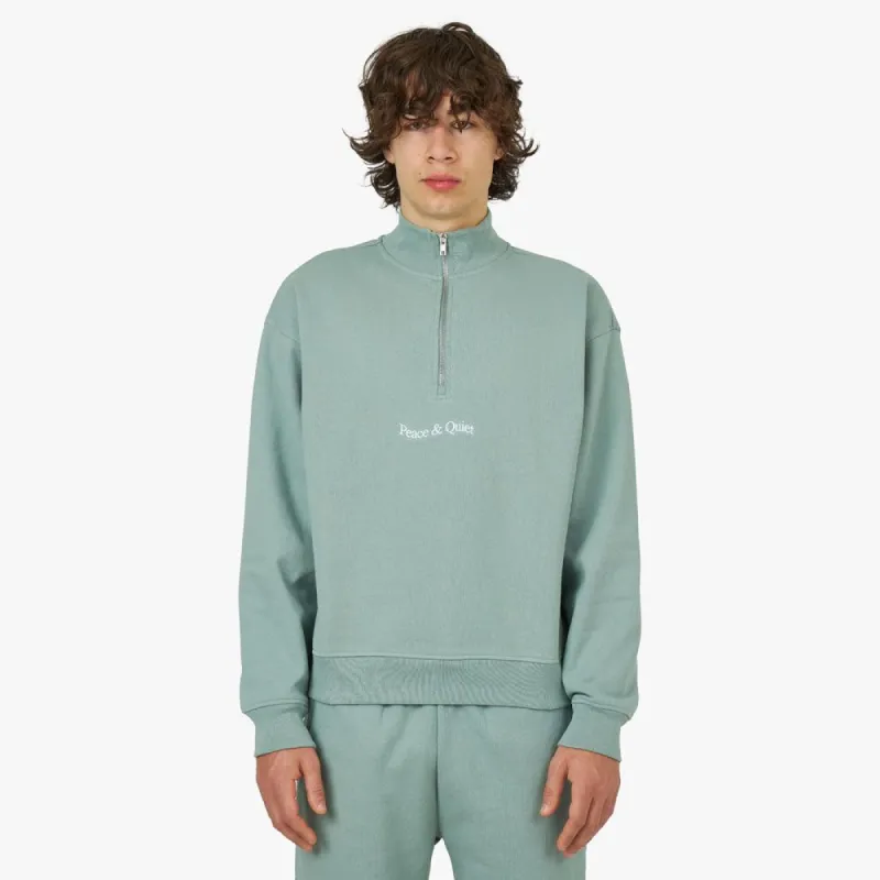 Museum Of Peace & Quiet Wordmark Quarter Zip / Sage sold by Livestock