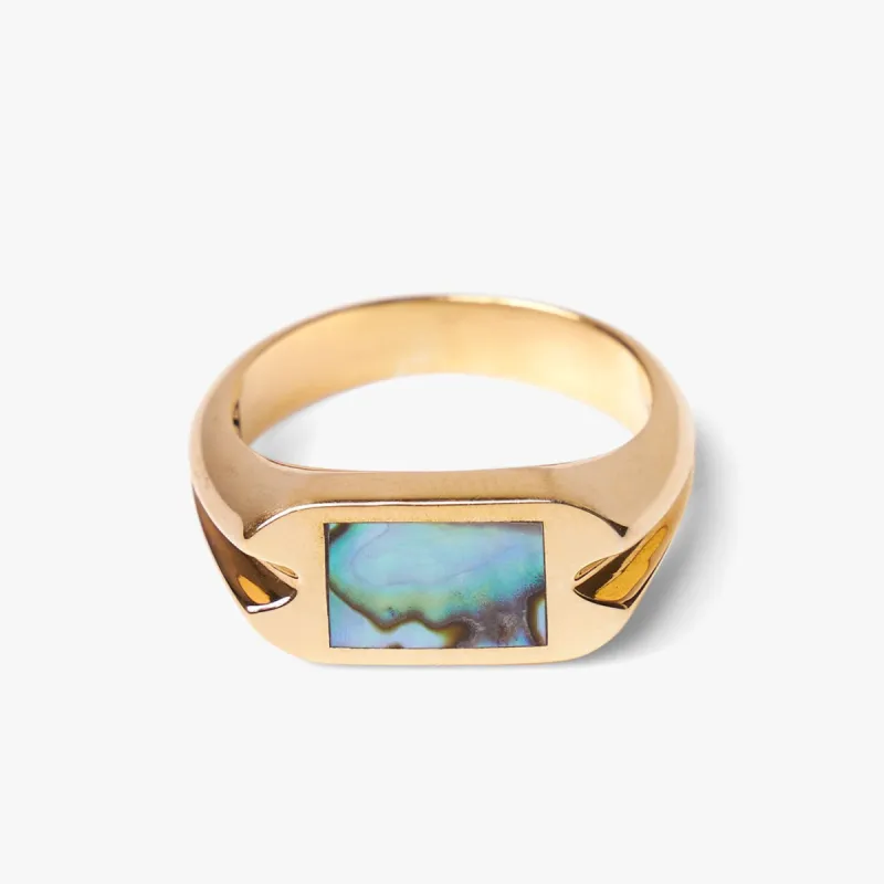MAPLE Danny Signet Ring 14K Gold Plated / Abalone Shell sold by Livestock