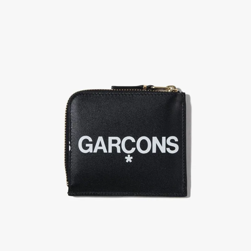 COMME des GARÇONS WALLET Huge Logo Half Zip Wallet / Black sold by Livestock