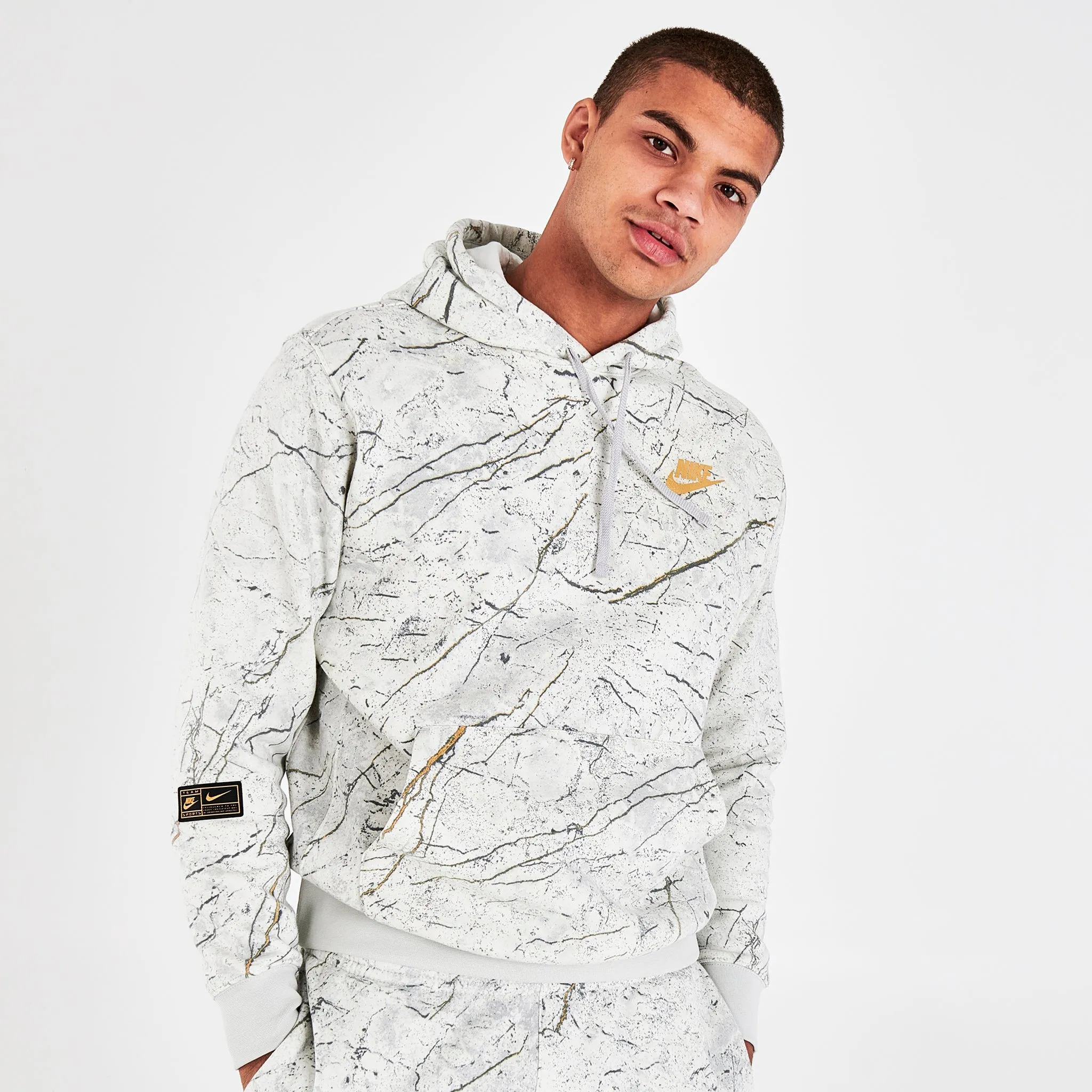 Nike Sportswear Club Fleece Pullover Hoodie Woodland Camo / Photon Dust sold by JD Sports product image thumbnail 5