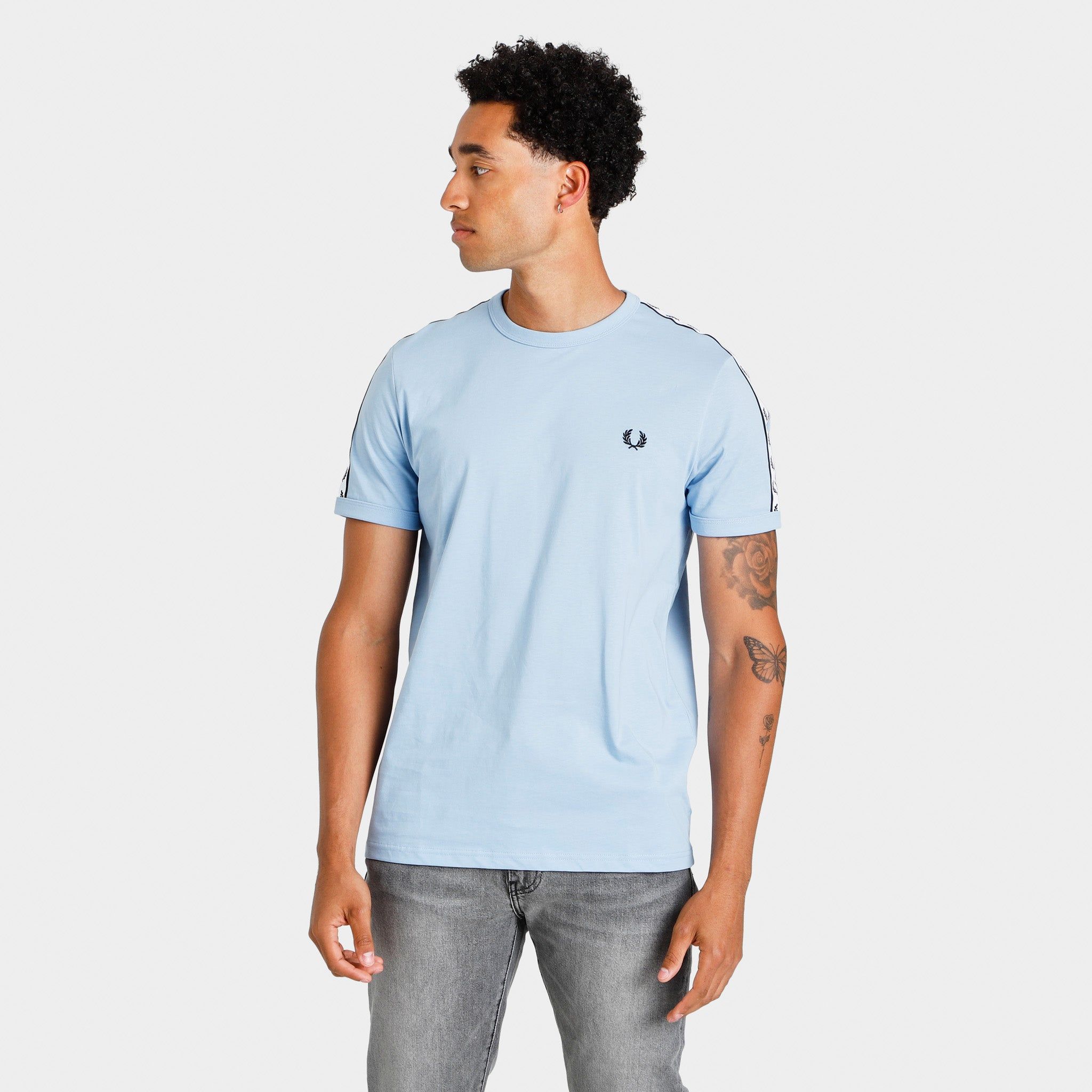 Fred Perry Taped Ringer T-shirt / Sky sold by JD Sports