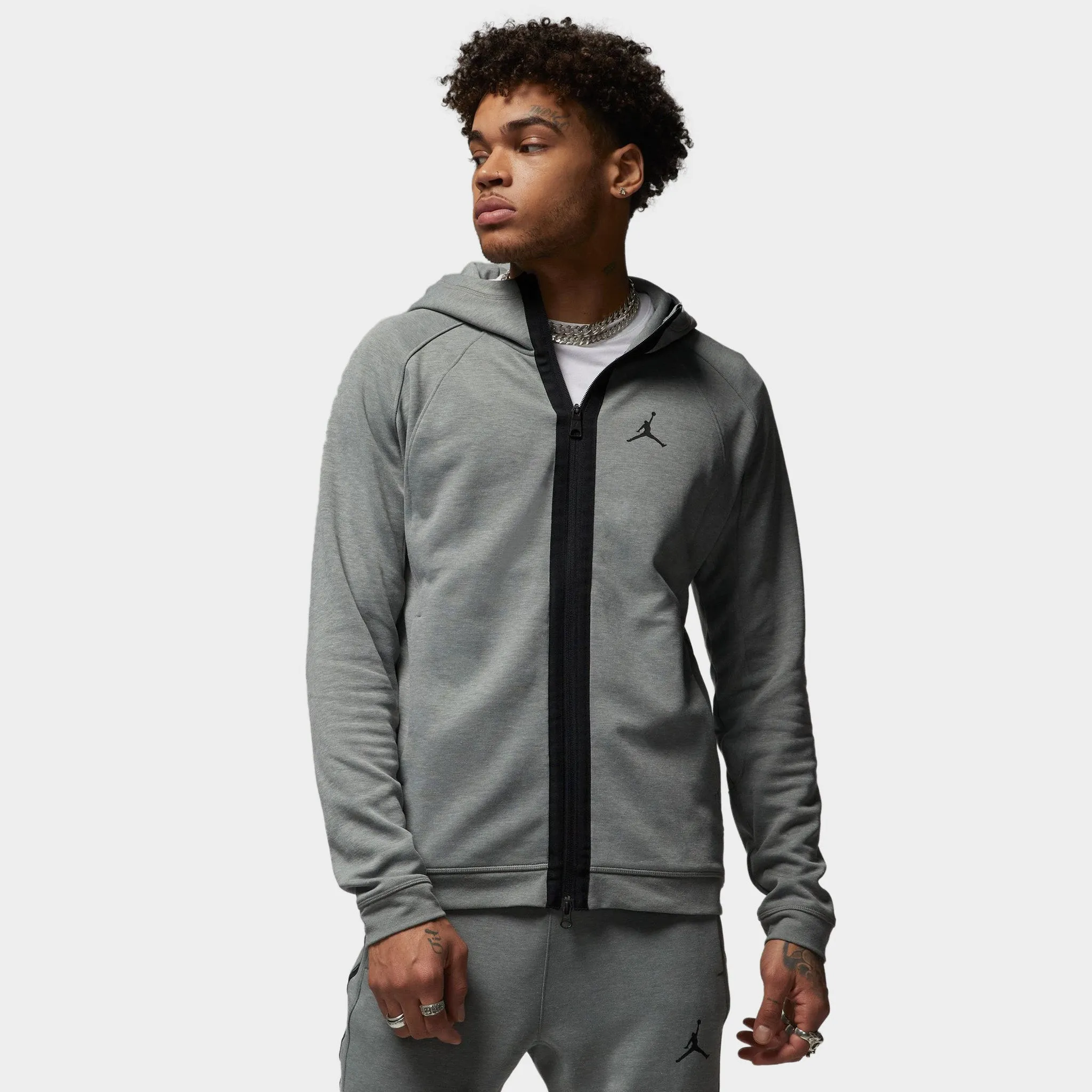 Jordan Dri-FIT Sport Air Fleece Full-Zip Hoodie Dark Grey Heather / Black sold by JD Sports