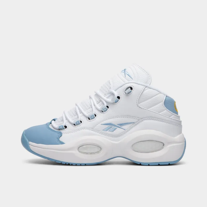 Reebok Question Mid Ftwr White / Fluid Blue - Toxic Yellow sold by JD Sports